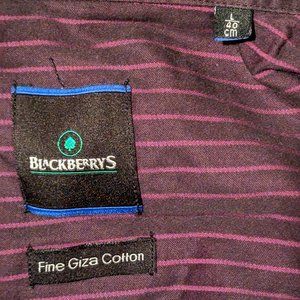 Blackberrys Dress Shirt Purple Striped Large 40cm 32/33